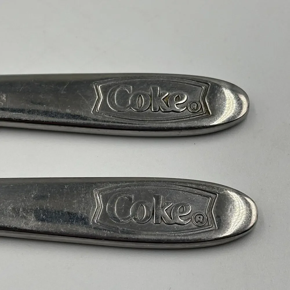 Set two Gibson Coca-Cola Embossed Stainless Steel Butter Knives Knife